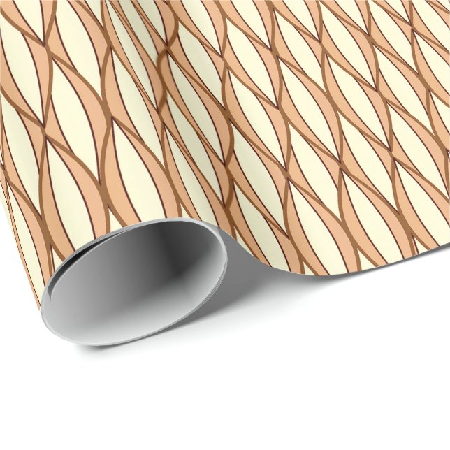 Mid-Century Ribbon Print - camel tan and cream Wrapping Paper (Roll Corner)