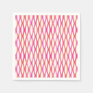 Mid-Century Ribbon Print - coral and pink Napkin