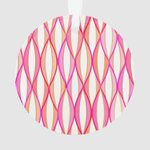 Mid-Century Ribbon Print - coral and pink Ornament