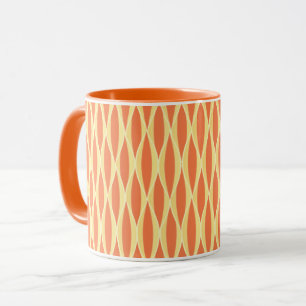 Mid-Century Ribbon Print - orange and yellow Mug