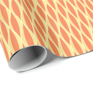 Mid-Century Ribbon Print - orange and yellow Wrapping Paper