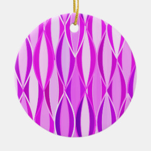 Mid-Century Ribbon Print - orchid and violet Ceramic Tree Decoration