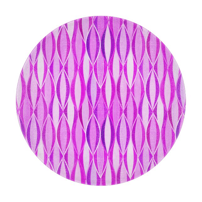 Mid-Century Ribbon Print - orchid and violet Cutting Board (Front)
