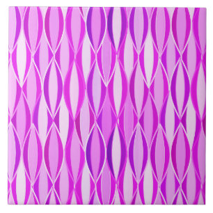 Mid-Century Ribbon Print - orchid and violet Tile