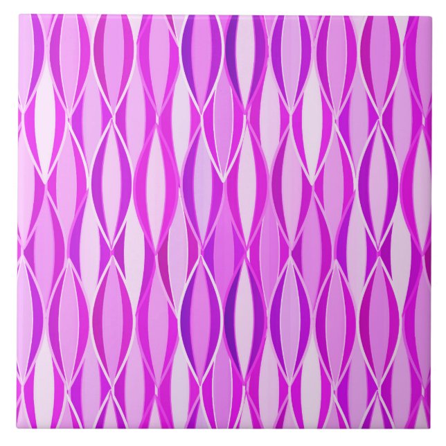 Mid-Century Ribbon Print - orchid and violet Tile (Front)