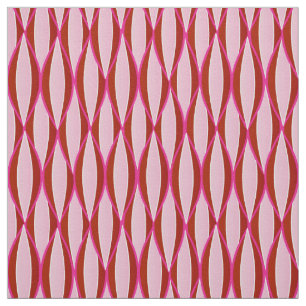 Mid-Century Ribbon Print - pink and burgundy Fabric