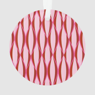 Mid-Century Ribbon Print - pink and burgundy Ornament