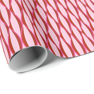 Mid-Century Ribbon Print - pink and burgundy Wrapping Paper
