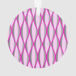 Mid-Century Ribbon Print - pink and grey / grey Ornament