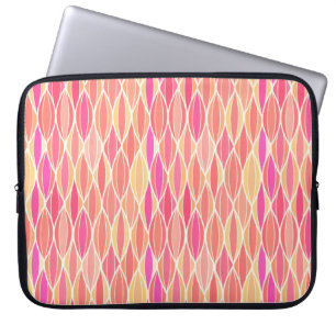 Mid-Century Ribbon Print - pink, coral and gold Laptop Sleeve