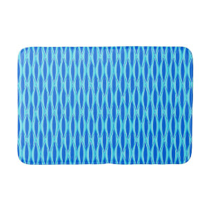 Mid-Century Ribbon Print - shades of blue Bath Mat