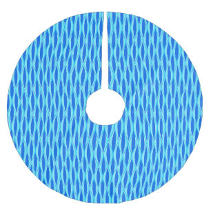 Mid-Century Ribbon Print - shades of blue Brushed Polyester Tree Skirt