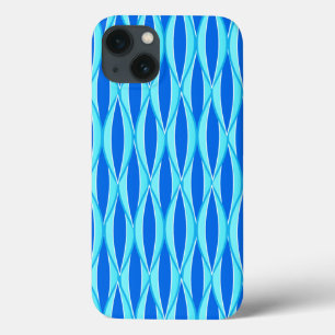 Mid-Century Ribbon Print - shades of blue iPhone 13 Case