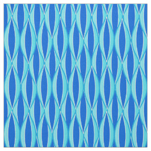 Mid-Century Ribbon Print - shades of blue Fabric