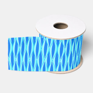 Mid-Century Ribbon Print - shades of blue Grosgrain Ribbon