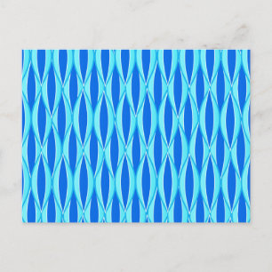 Mid-Century Ribbon Print - shades of blue Postcard