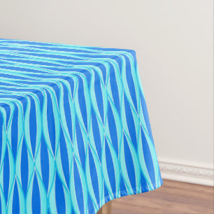 Mid-Century Ribbon Print - shades of blue Tablecloth