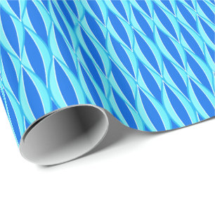 Mid-Century Ribbon Print - shades of blue Wrapping Paper