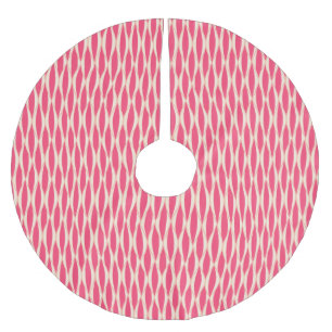 Mid-Century Ribbon Print - shades of coral Brushed Polyester Tree Skirt