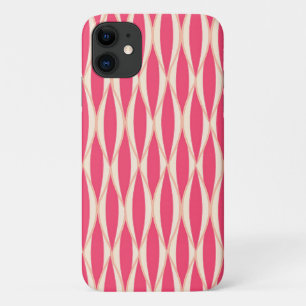 Mid-Century Ribbon Print - shades of coral iPhone 11 Case