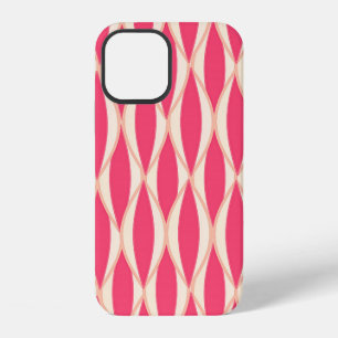 Mid-Century Ribbon Print - shades of coral iPhone 12 Case