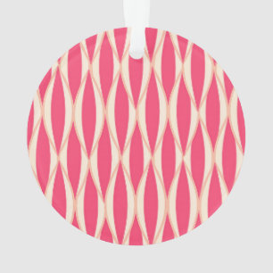 Mid-Century Ribbon Print - shades of coral Ornament