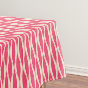 Mid-Century Ribbon Print - shades of coral Tablecloth