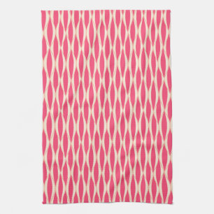 Mid-Century Ribbon Print - shades of coral Tea Towel