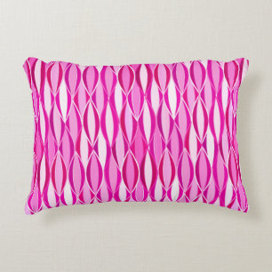 Mid-Century Ribbon Print - shades of fuchsia pink Decorative Cushion