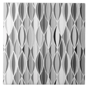 Mid-Century Ribbon Print - shades of grey / grey Tile