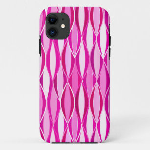 Mid-Century Ribbon Print - shades of magenta pink iPhone 11 Case