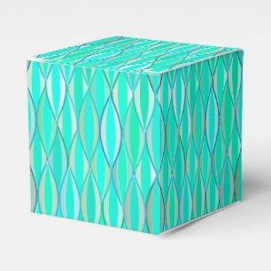 Mid-Century Ribbon Print - shades of turquoise Favour Box