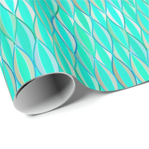 Mid-Century Ribbon Print - shades of turquoise Wrapping Paper