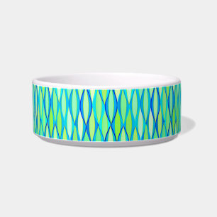 Mid-Century Ribbon Print - turquoise and lime Bowl