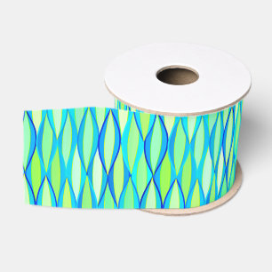 Mid-Century Ribbon Print - turquoise and lime Grosgrain Ribbon