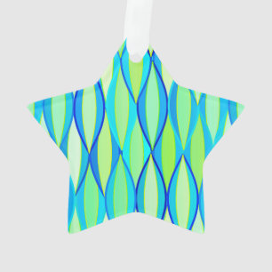 Mid-Century Ribbon Print - turquoise and lime Ornament
