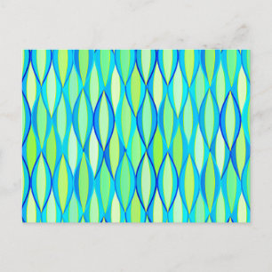 Mid-Century Ribbon Print - turquoise and lime Postcard