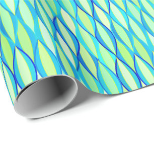 Mid-Century Ribbon Print - turquoise and lime Wrapping Paper