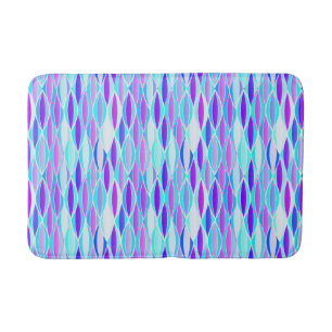 Mid-Century Ribbon Print - violet and aqua Bath Mat