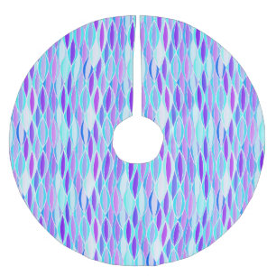 Mid-Century Ribbon Print - violet and aqua Brushed Polyester Tree Skirt