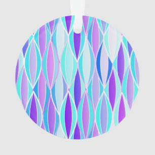 Mid-Century Ribbon Print - violet and aqua Ornament