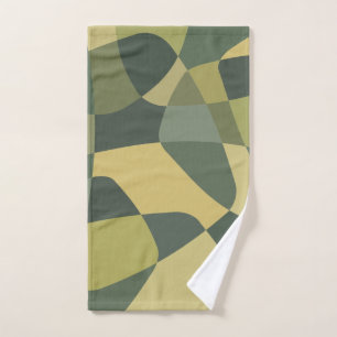 Mid Century Rock Layers Green Hand Towel