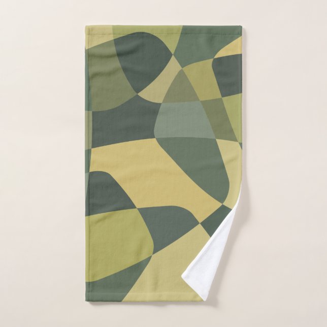 Mid Century Rock Layers Green Hand Towel (Hand Towel)
