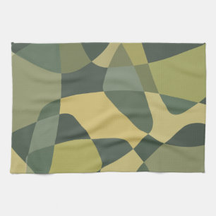 Mid Century Rock Layers Green Tea Towel