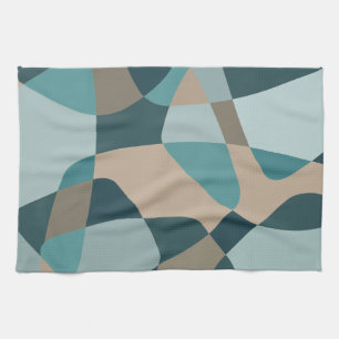 Mid Century Rock Layers Teal Tea Towel