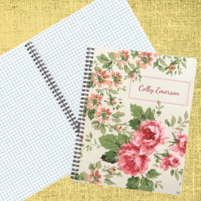 Mid Century Roses Spiral Graph Paper Notebook (Creator Uploaded)