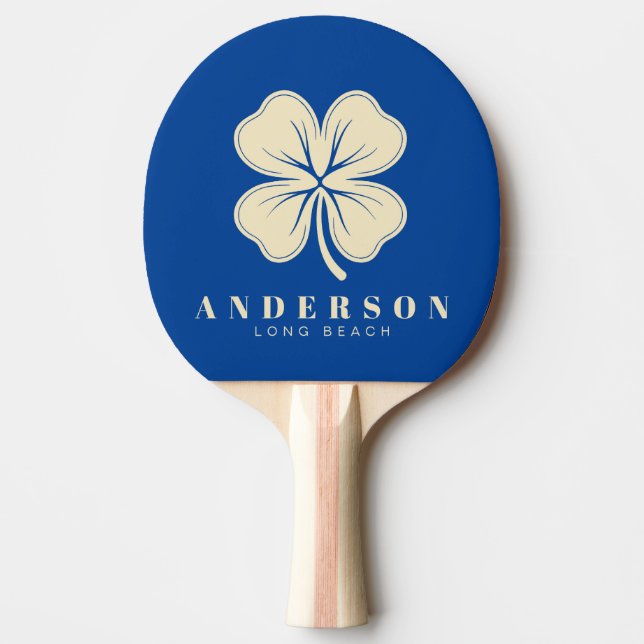 Mid-Century Royal Four Leaf Clover with Name Ping Pong Paddle (Front)