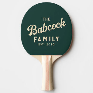 Mid-Century Sage Green Retro Family Name & Year Ping Pong Paddle
