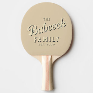 Mid-Century Sand Dune Retro Family Name & Year Ping Pong Paddle
