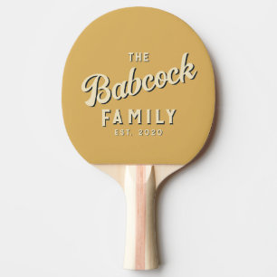 Mid-Century Sand Sunrise Retro Family Name & Year Ping Pong Paddle